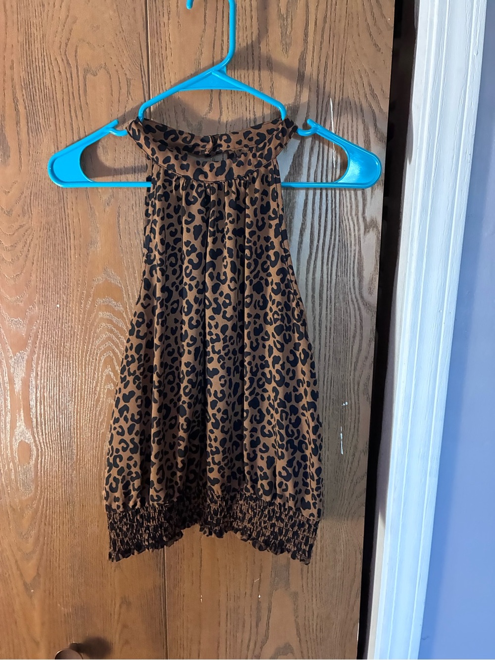Zenana Leopard Print Halter Top Size Large